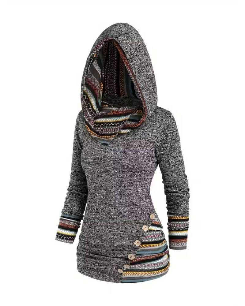 Alma™ – Retro Mikina s Kapucňou a Dlhým Rukávom