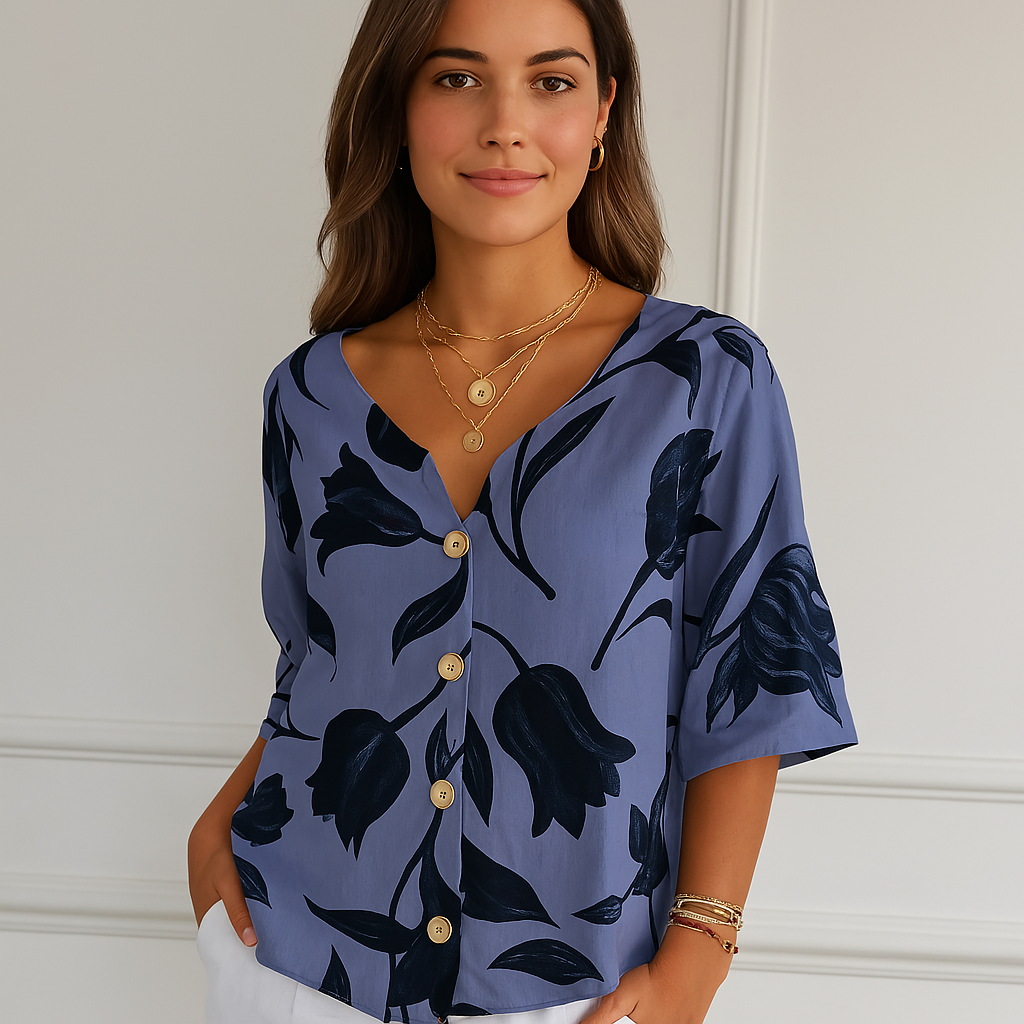 Maxine - Kvetinová blúzka s gombíkmi