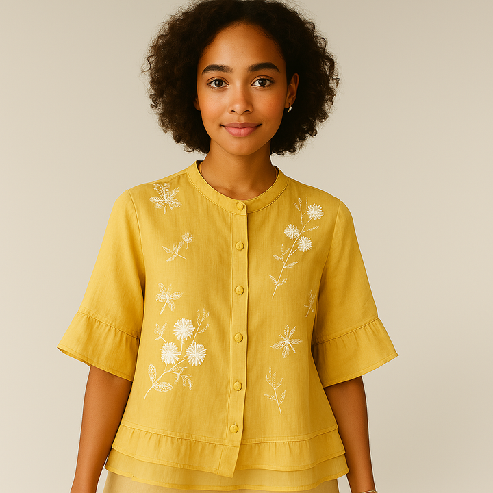 Marie - Kvetinová blúzka s gombíkmi