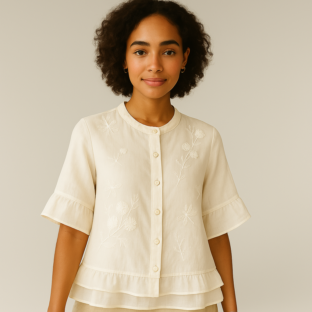 Marie - Kvetinová blúzka s gombíkmi