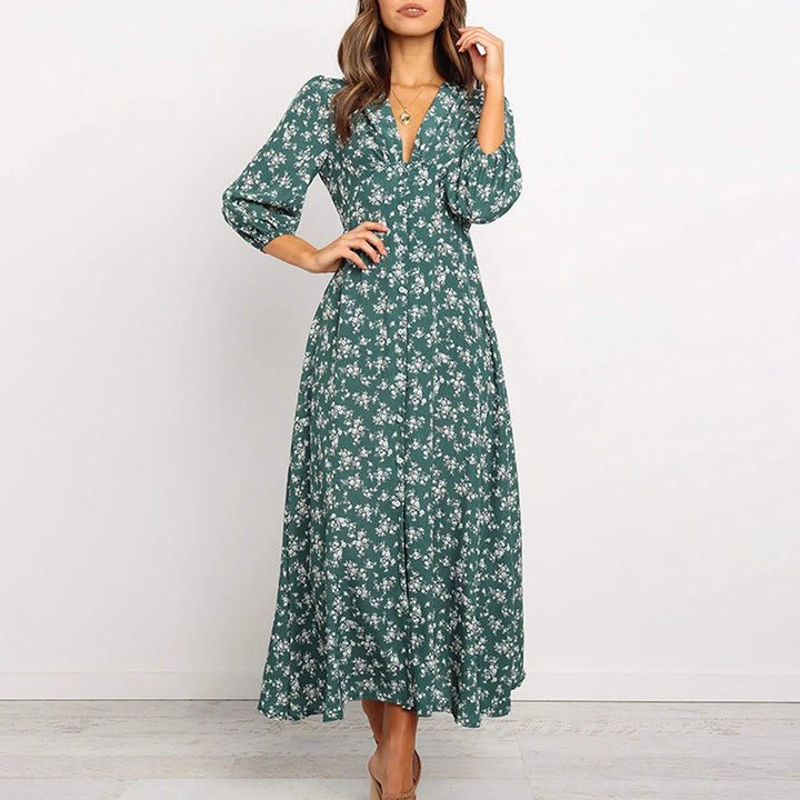 Jane - V-neck Floral Dress