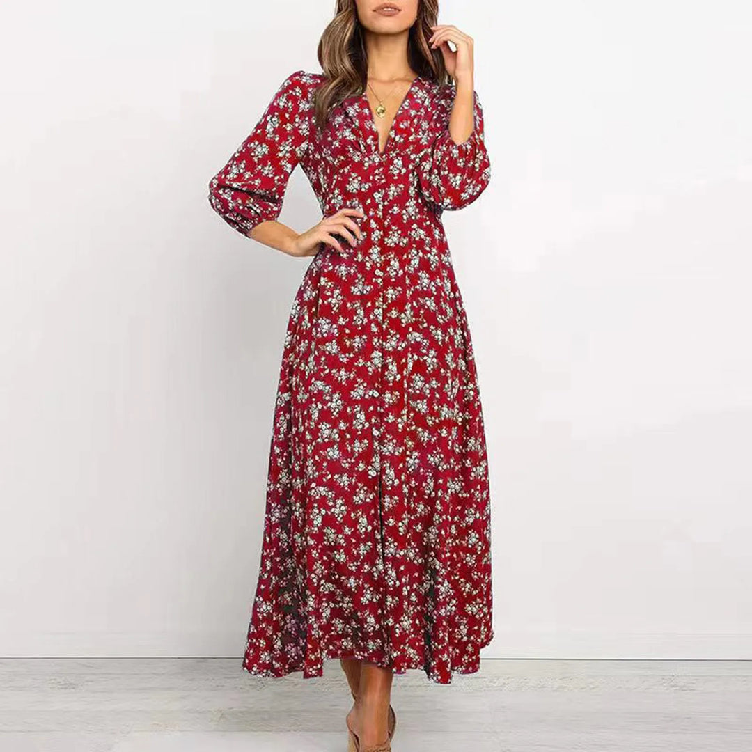 Jane - V-neck Floral Dress